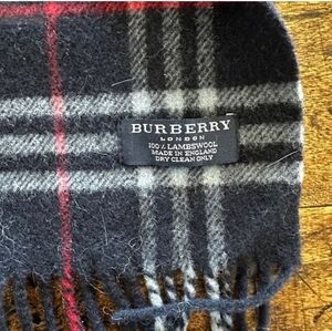 Burberry Black, Gray, and Red Lambswool Scarf